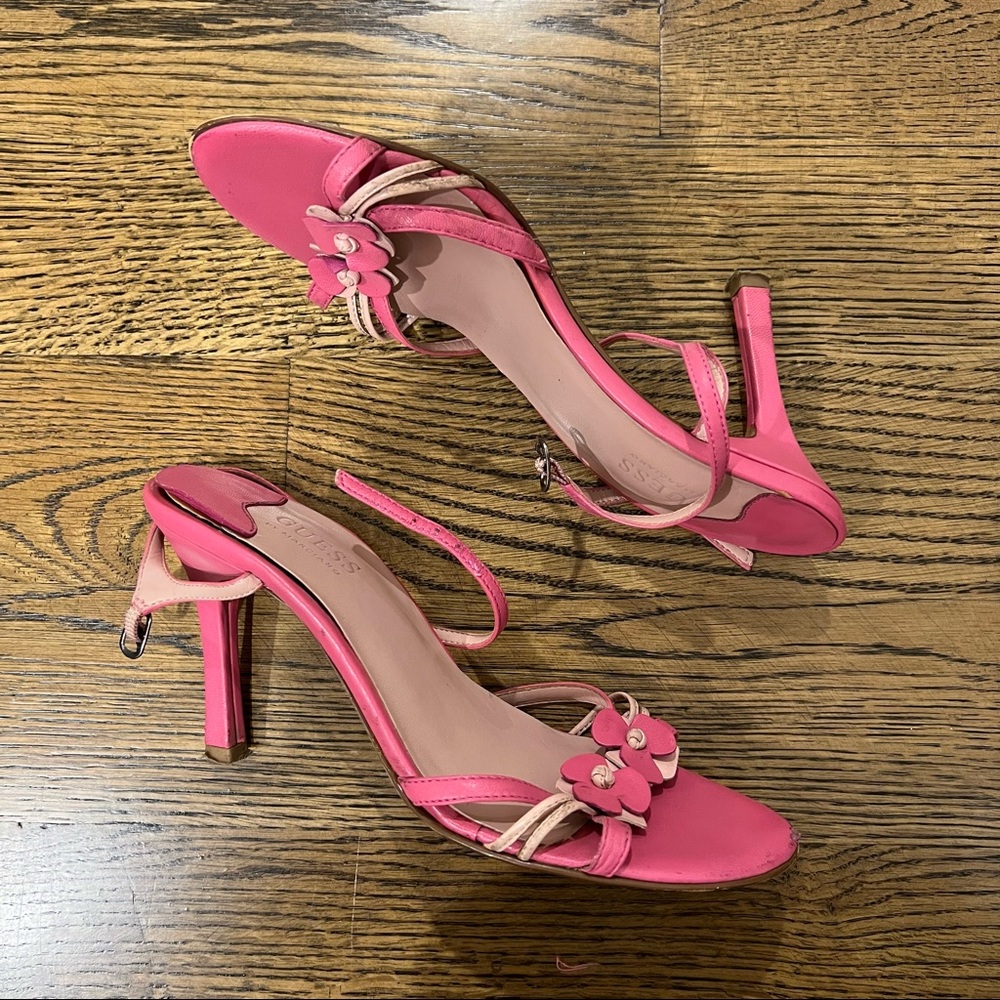 Guess Pink Flower High Heel Sandals